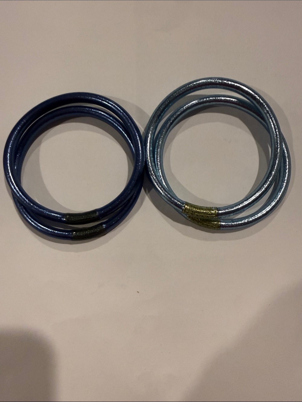 Set of Two Metallic Blue Coil Bracelets - Women's Jewelry